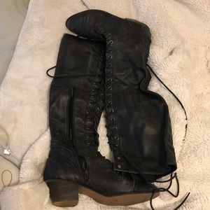 Jeffrey Campbell Lace Up Over the Knee Joe Boots